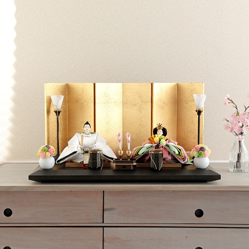 雛人形 ひな人形 平飾り 親王飾り 藤匠作 夢 京都西陣織 唐織 十二単衣 小三五親王 御神木の里製 ひのき小道具 京製雛扇 【2026年度新作】 goto-yume