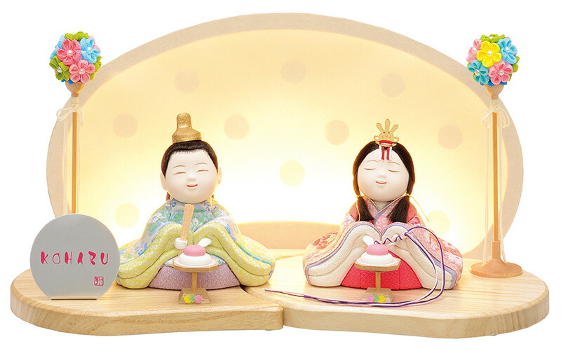雛人形 コンパクト 一秀 ひな人形 木目込人形飾り 平飾り 親王飾り 木村一秀作 こはる 15号 LED照明付 【2026年度新作】 h063-ib-109｜こだわり雛の里　甲冑の三京