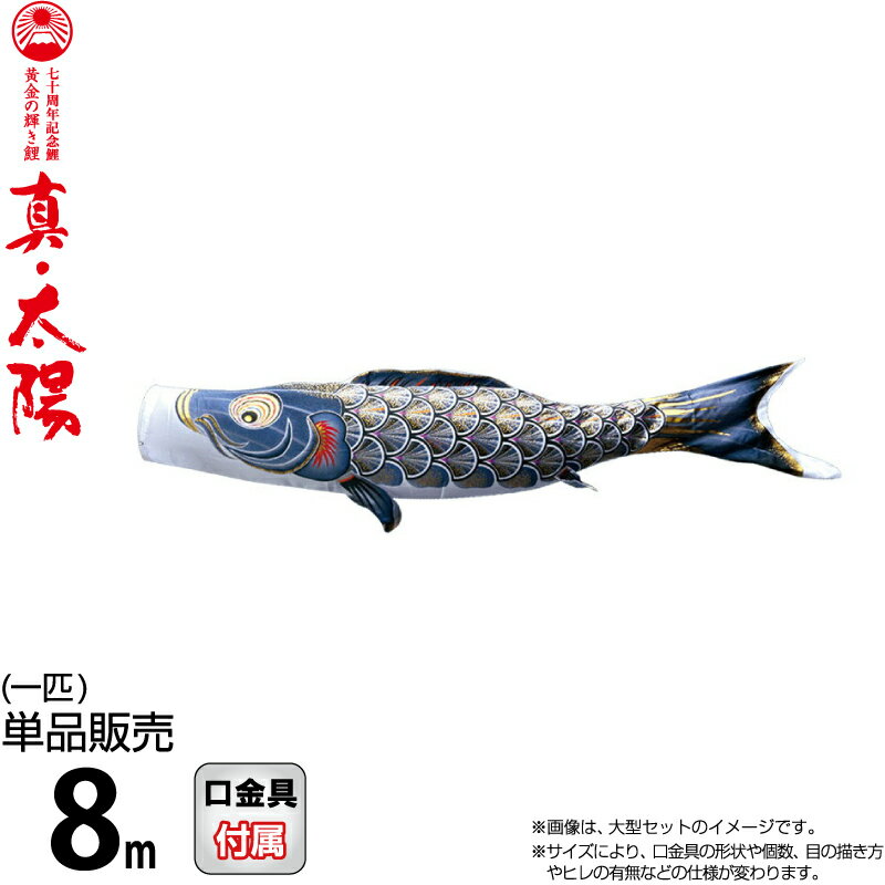 こいのぼり 徳永鯉 鯉のぼり 単品 8m 真・太陽 黄金の輝き鯉 黒鯉 撥水加工 ポリエステルサテン生地 【2026年度新作】 003-801