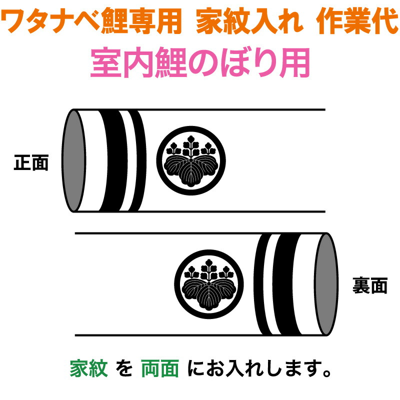 こいのぼり ワタナベ 鯉のぼり 室内鯉のぼり用 家紋1種(両面) 家紋入れ作業代 ワタナベ鯉専用 【2026年度新作】 wtk-kamonr