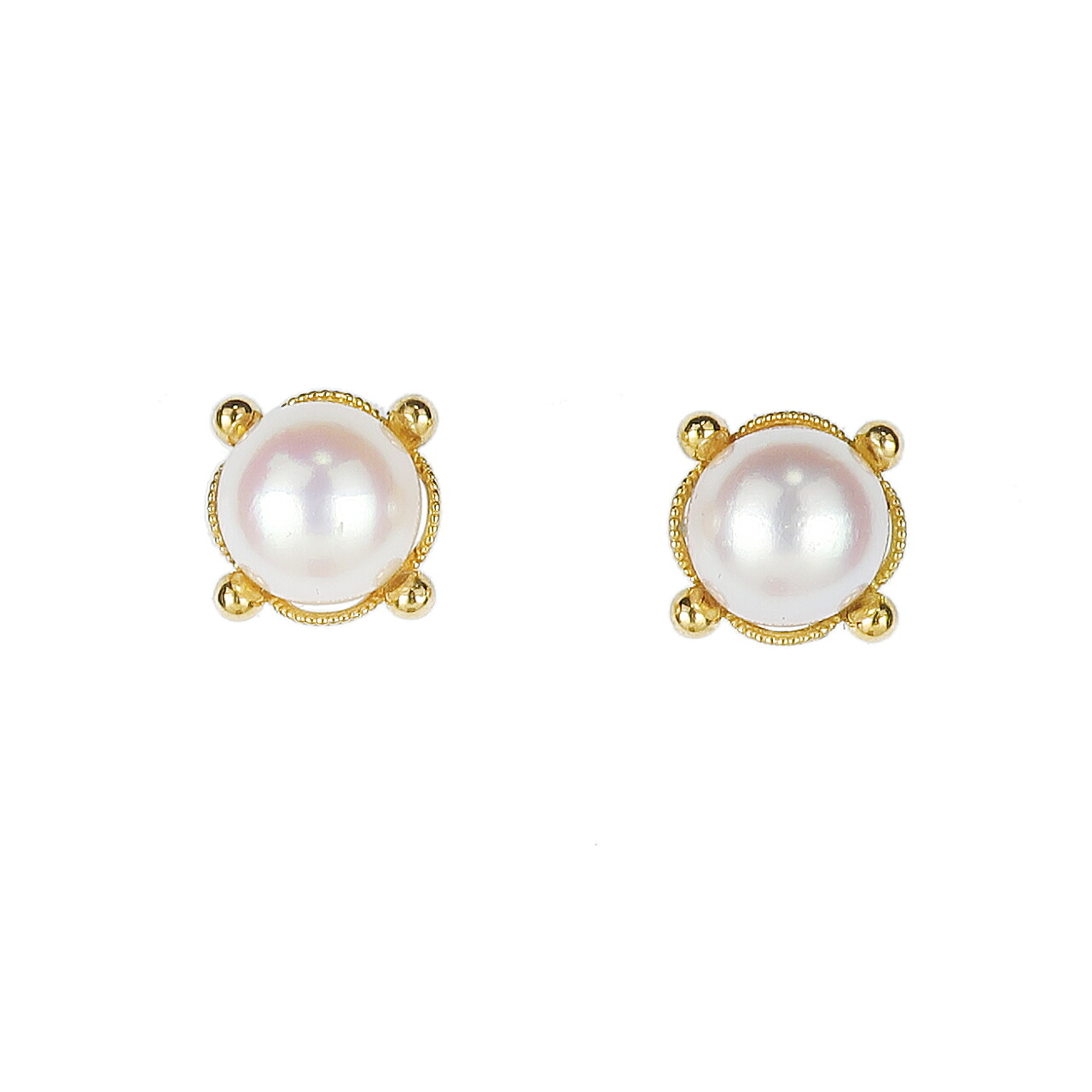 K18アコヤパール（7.5-8ｍｍ）ピアス ギフト プレゼント｜オリジナルジュエリーhinaryhimary