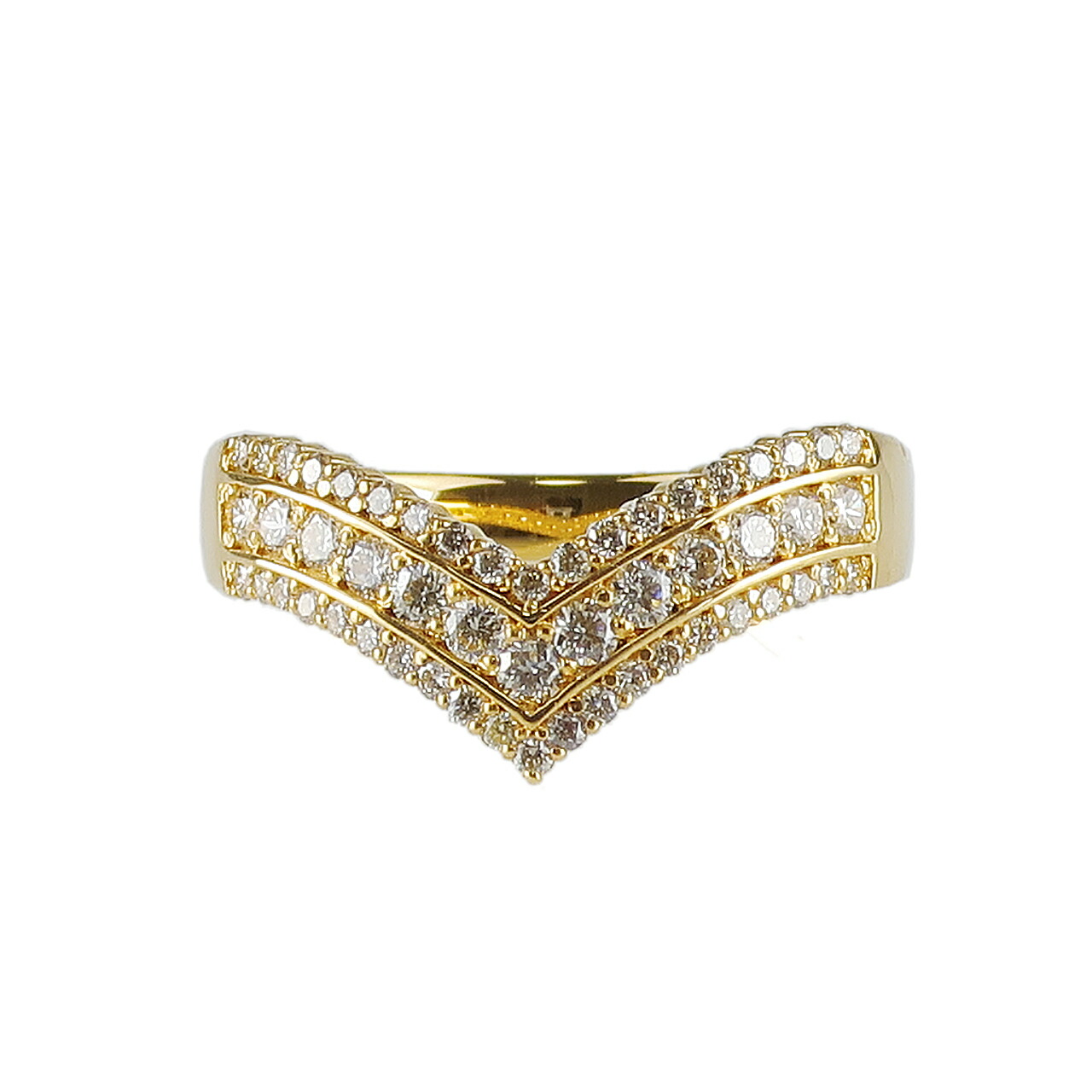 K18 ダイヤモンド 0.5ct V字 幅広 リング サイズ 8号~16号/16.5号~18号 RI-10YGNW|オリジナルジュエリーhinaryhimary