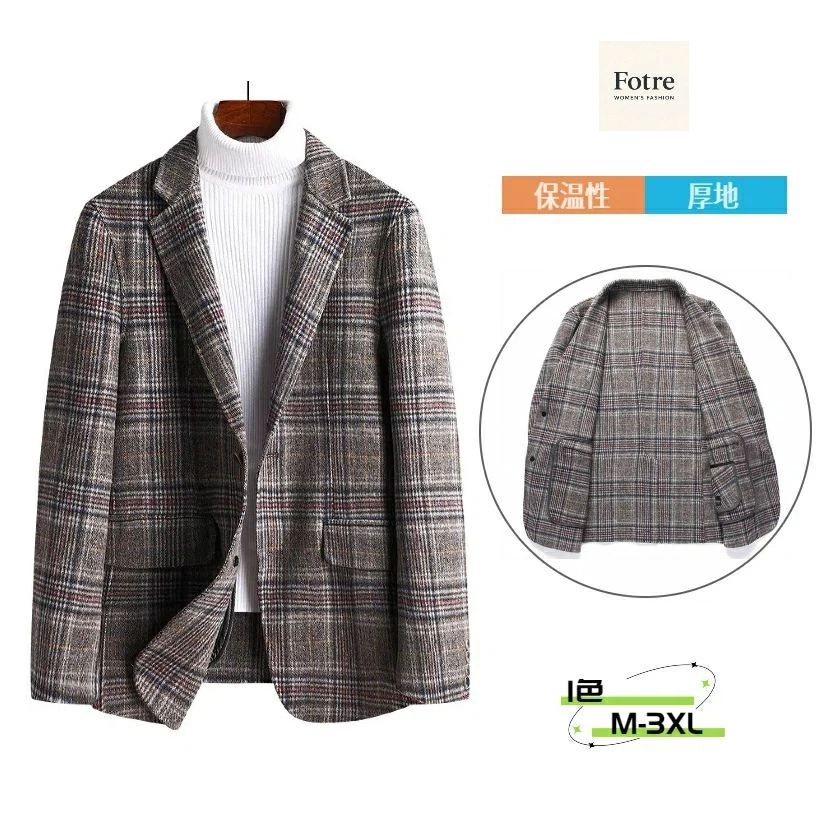 50%ウール 冬服 チェック柄 防寒着 ミドル丈 カジュアル メンズ シングルブレスト 長袖 秋冬 メンズ ビジネス 着回し アウター