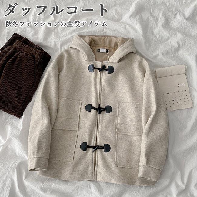 プレ 通学 通勤 レトロ レディースコート 秋 フード付きダッフルコート アウター 冬 ラシャコート フード付き コート レディース
