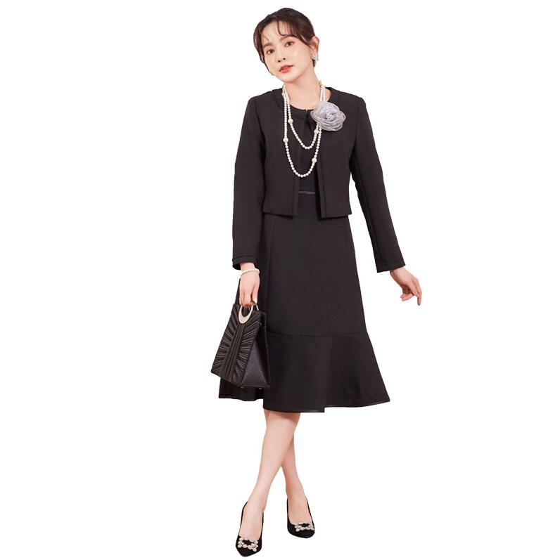 20代30代40代/秋春冬/OL 着痩せ/お嬢様 パーティドレス 結婚式 フォーマルドレス 長袖ショート丈スーツ+半袖ワンピース 高品質