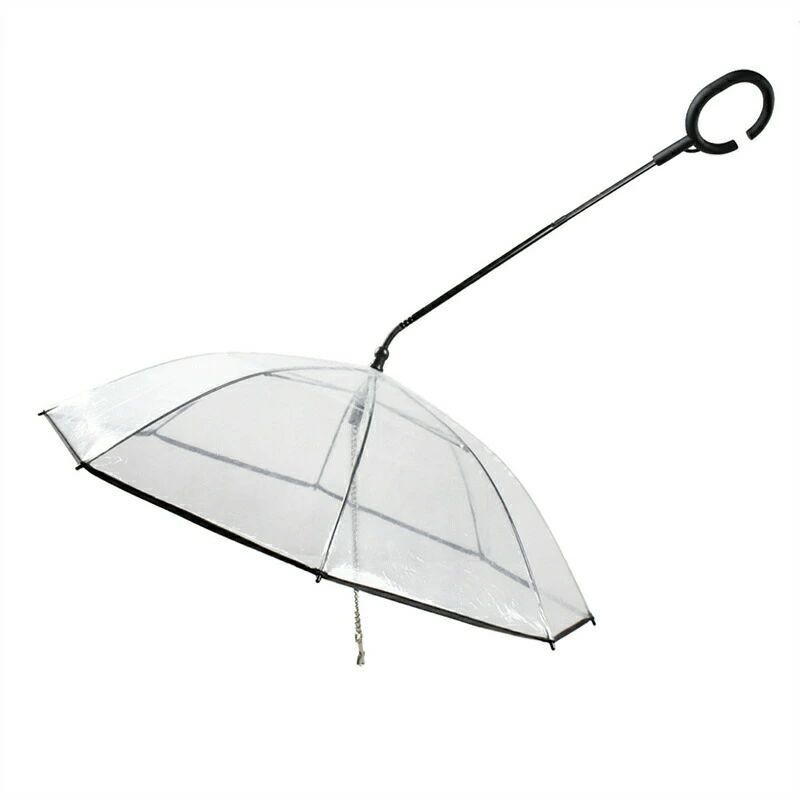 チェーン付き リード接続 雨の日に散歩 透明 雨具 犬用傘 アンブレラ レイングッズ ペット用品 ドッグ キャット 犬用傘 猫用傘