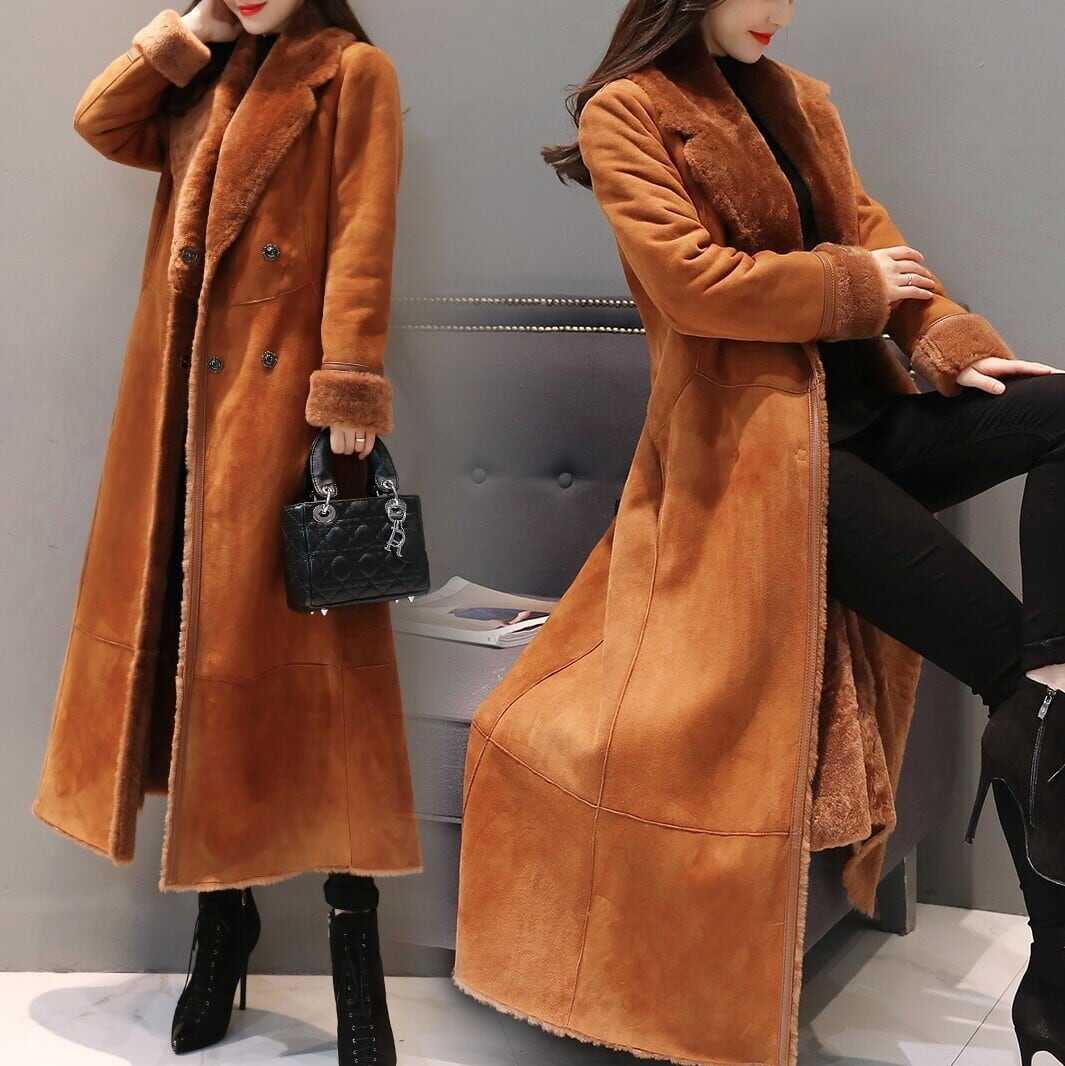 暖 美スタイル 高見え 体型カバー 韓国 ムートン 裏起毛 ボア ムートンコート ロング丈 アウター コート 羽織り 上着 ジャケット