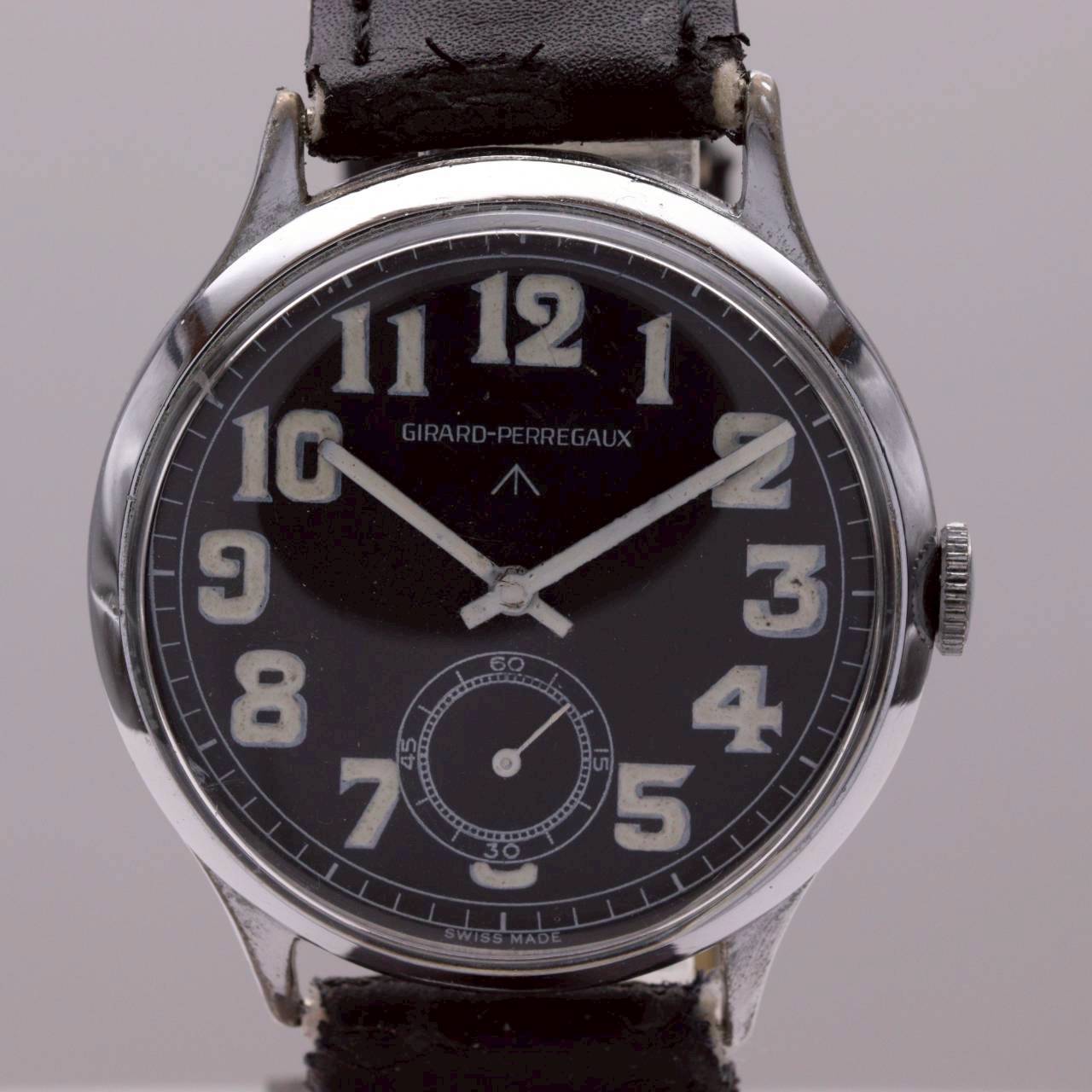 【中古】ジラールペルゴ ラウンド2針 腕時計 メンズ 手巻き ブラック｜HINODE Watch