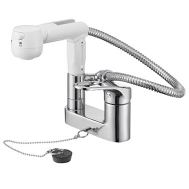 SANEI(三栄水栓)シングルスプレー混合栓（洗髪用）［共用形］K37100R-W｜日の出ショッピングサイト