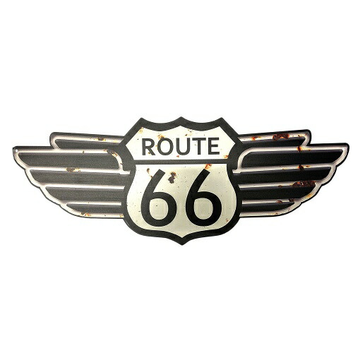 ティンサイン ルート66 ビッグサイズのROUTE66 最大寸法約60.0cm×23.0cm ブリキ看板 【宅配便発送】