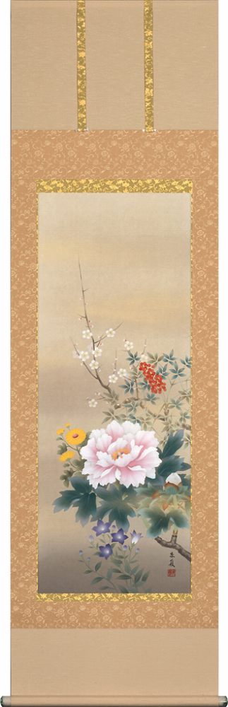 掛け軸 四季花 日本の四季を彩る名花 高級桐箱 風鎮付 103,400円