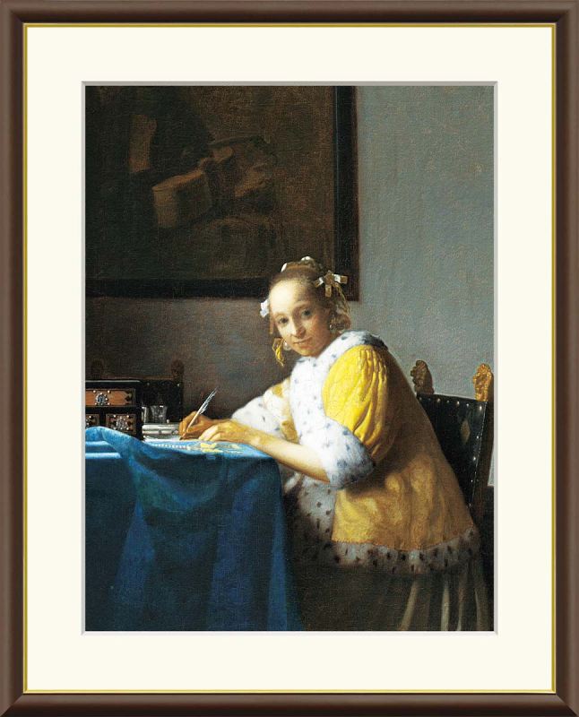 手紙を書く女 ヨハネス・フェルメール作品 F8サイズ 工芸美術画 額装作品