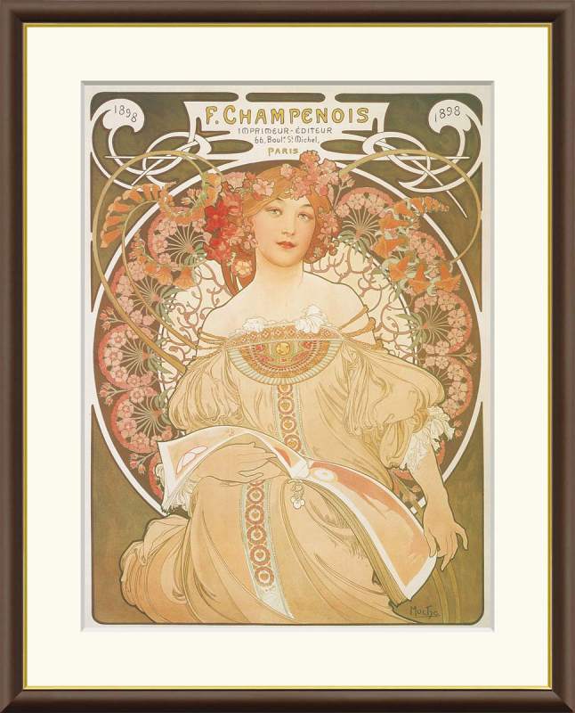 夢想 アルフォンス・ミュシャ作品 F8サイズ 工芸美術画 額装作品