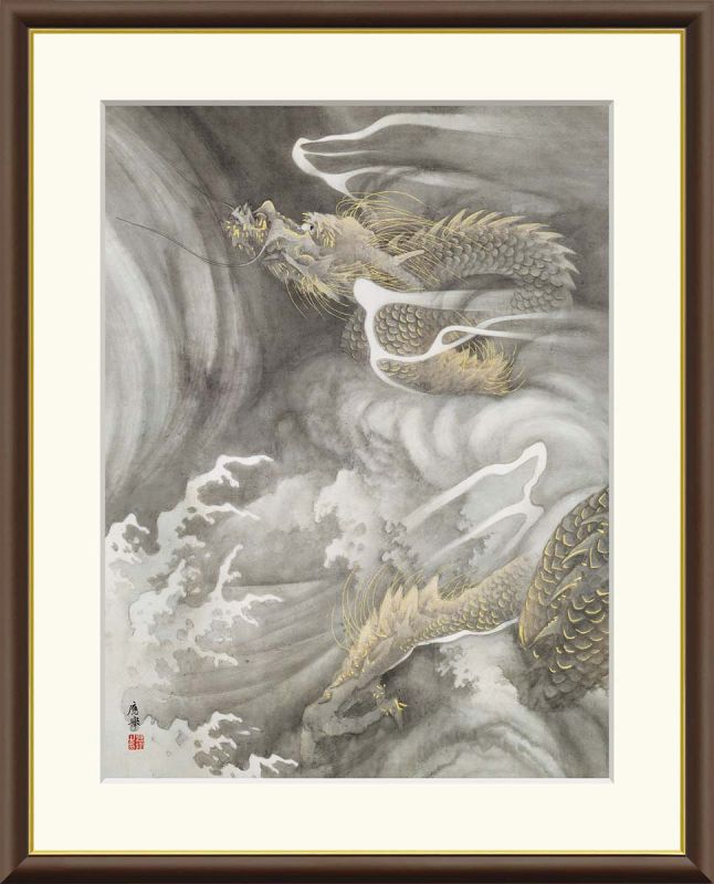 円山応挙作品 雲龍図 F8サイズ 工芸美術画 額装作品