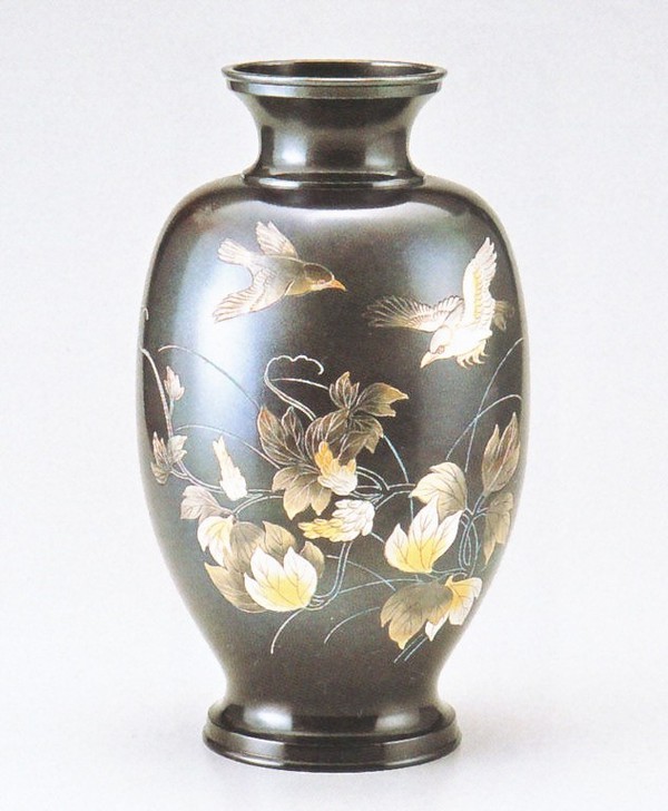 花瓶通販 高岡銅器の花瓶/鳳祥 小鳥12号 山本秀峰作品/花瓶通販 送料無料|美術工芸の檜屋 花瓶通販 高岡銅器の花瓶/鳳祥 小鳥12号 山本秀峰作品/花瓶通販 送料無料|美術工芸の檜屋
