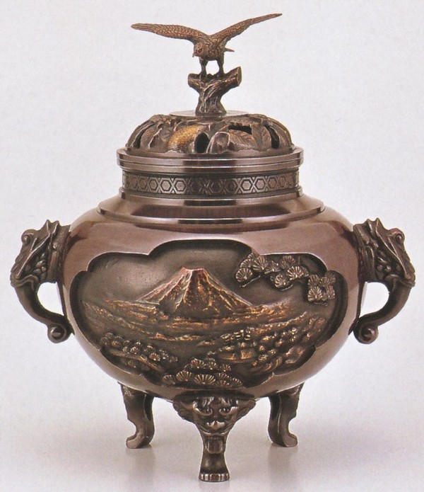 象塔香炉 香炉/香器『高岡銅器【象塔香炉/左向き】銅製/正晴作』竹中銅器