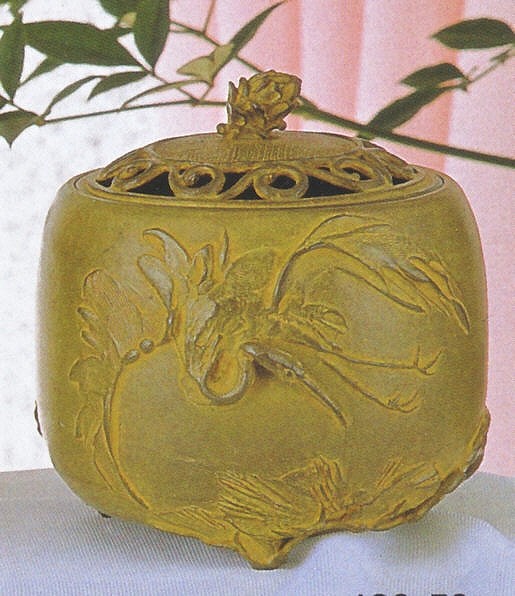 松鶴文香炉 名取川雅司作品 高岡銅器 桐箱付き 送料無料|美術工芸の檜屋