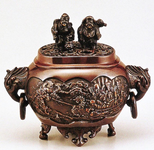 高岡銅器「七福神宝船香炉」銅製 美術工芸品/床/置物/贈答品：仏壇仏具