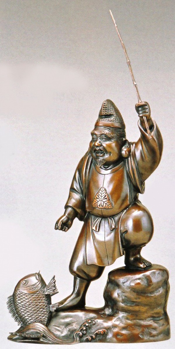 恵比須様の置物 恵比須20号(上味色) 高岡銅器の七福神 送料無料|美術工芸の檜屋