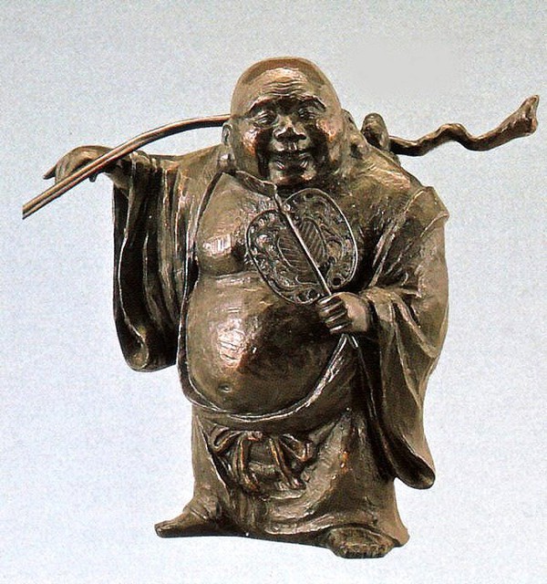 楽天市場】福禄寿の置物 木彫風福禄寿 般若純一郎作品 高岡銅器