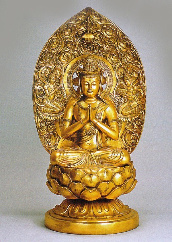 勢至菩薩 座像 秀雲の銘 金属製。 勢至菩薩 座像 秀雲の銘 金属製。 仏像】 勢至菩薩 15.0cm （純