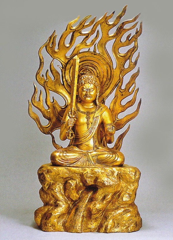 希少品・額装付 不動明王 仏画 アンティーク 130cm×60cm 開運・魔除け 不動明王 彩色 金 色付き 28cm お不動さん 仏像 守本尊 酉年 炎