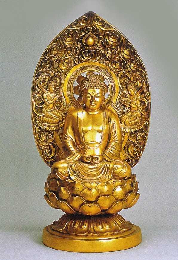 楽天市場】仏像・八体仏 高岡鋳物 阿弥陀如来像（金箔） 15cm