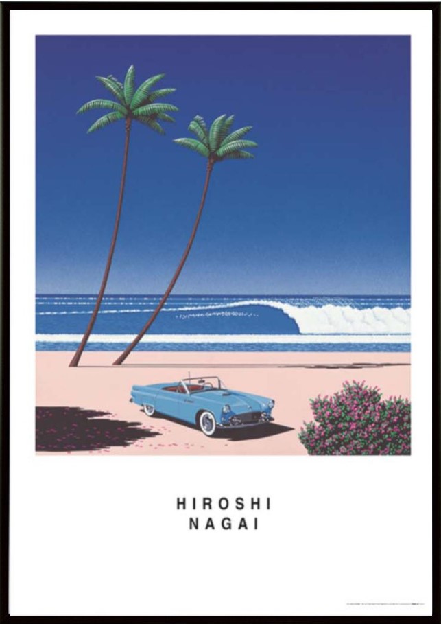【額縁付き】 永井博（Hiroshi Nagai） A2ポスター　⑨ Amazon.co.jp: Hiroshi Nagai永井博画家の作品（都会の夜景 No.1