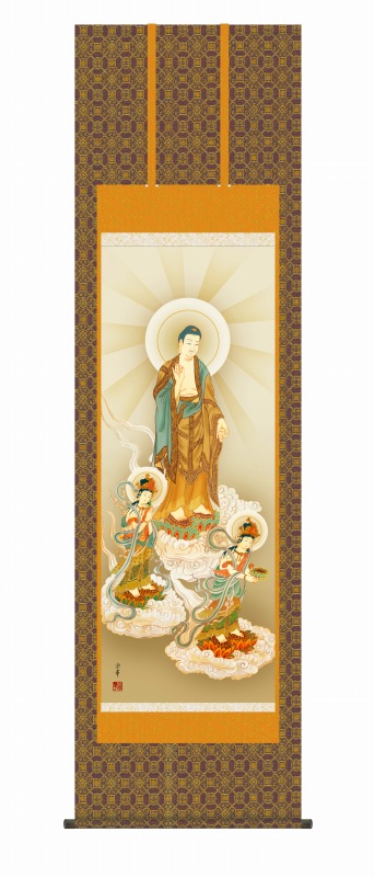 楽天市場】釈迦三尊 模表装仕立て 仏画掛け軸（模軸） : 仏像仏画