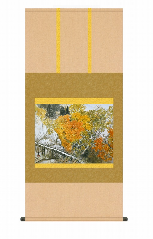 川合玉堂 樵径深秋/掛け軸 日本の巨匠 名画複製画 風鎮・品質保証付き 送料無料