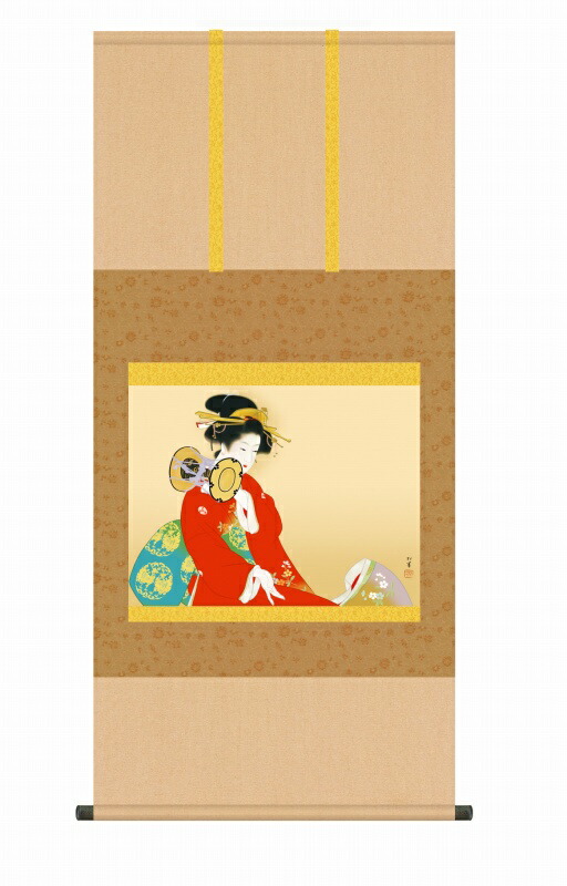 楽天市場】上村松園 「 鼓の音 」 掛軸 高級複製版画 【中古】 : 内田画廊