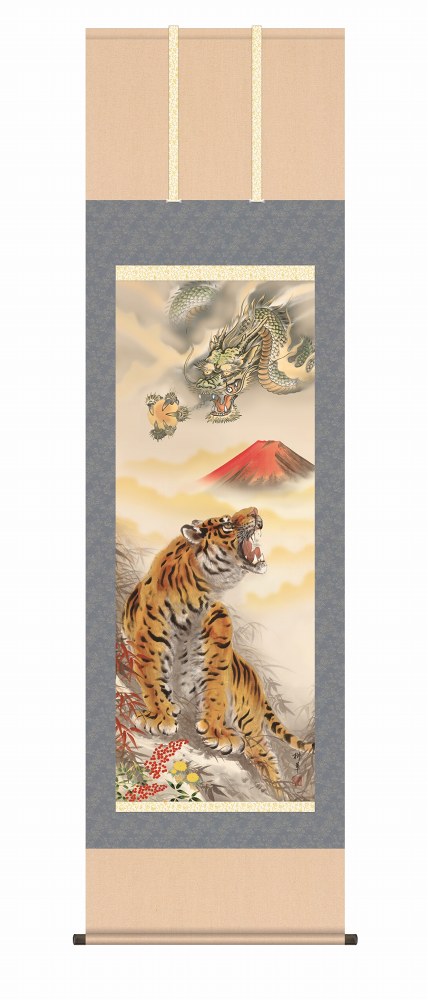 楽天市場】10年保証 掛け軸 年中掛け 赤富士龍虎図 (あかふじりゅうこ