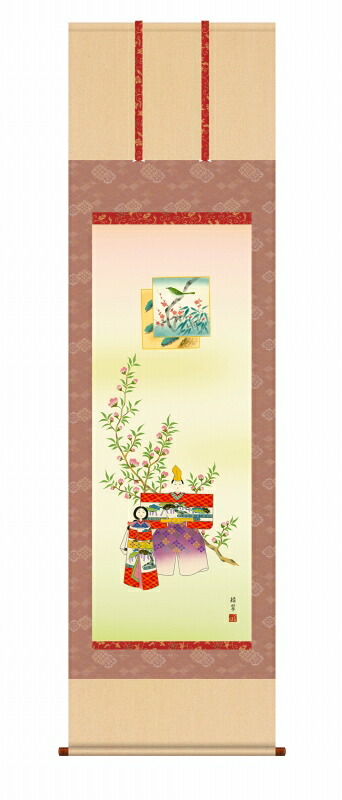 桃の節句の掛け軸 立雛 お雛様 節句飾り 尺五 風鎮・品質保証付き 送料無料｜美術工芸の檜屋