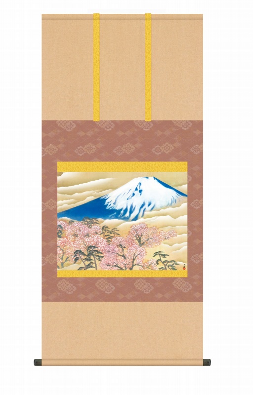 横山大観 富士と桜図 掛け軸 日本の巨匠 名画複製画 風鎮・品質保証付き 送料無料 16,170円