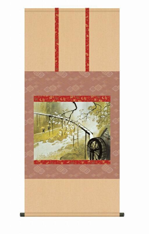 川合玉堂 暮春の雨 掛け軸 日本の巨匠 名画複製画 風鎮・品質保証付き 送料無料｜美術工芸の檜屋