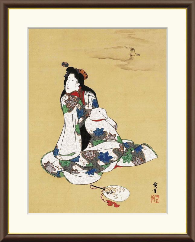 歌川広重作品 高尾太夫 F8サイズ 工芸美術画 額装作品