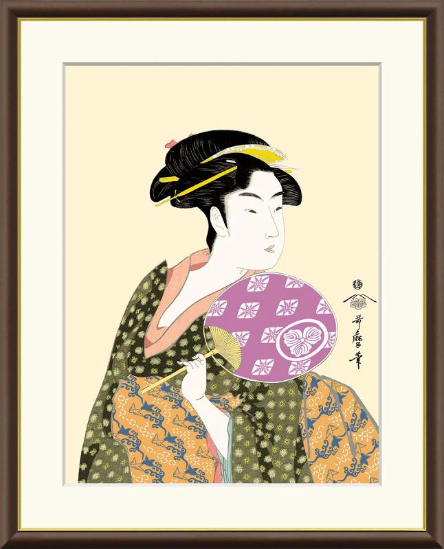 喜多川歌麿　美人図　掛軸　送料無料 歌麿 『浮世絵 美人画掛軸』 3種 [ 選べるカラー 収収納箱 10年