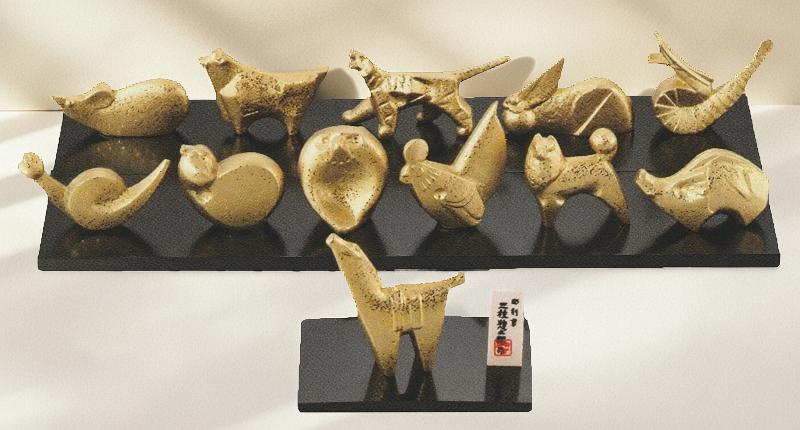 全十二体　干支　十二支　三枝惣太郎　正月飾り　骨董品　三枝 楽天市場】三枝惣太郎 十二支セット T-78 【三枝作】 鋳鉄 立札付 干支