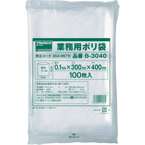 TRUSCO(トラスコ) 厚手ポリ袋 縦400×横300×t0.1 透明 100枚入 B-3040 4,223円