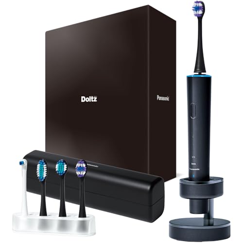 2023年発売パナソニック 音波振動ハブラシ ドルツ 最上位モデル W音波振動 Bluetooth搭載 ライトリング機能 充電スタンド 携帯ケース付 ディープネイビー EW-DT73-A