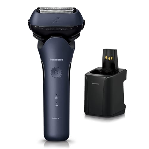 パナソニック シェーバー ラムダッシュ 3枚刃 電動 髭剃り メンズ 全自動洗浄充電器 密着3Dヘッド ES-L380W-A 青