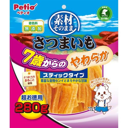 （まとめ買い）ペティオ 素材そのまま さつまいも 7歳からのやわらかスティックタイプ 280g 犬用おやつ ×5