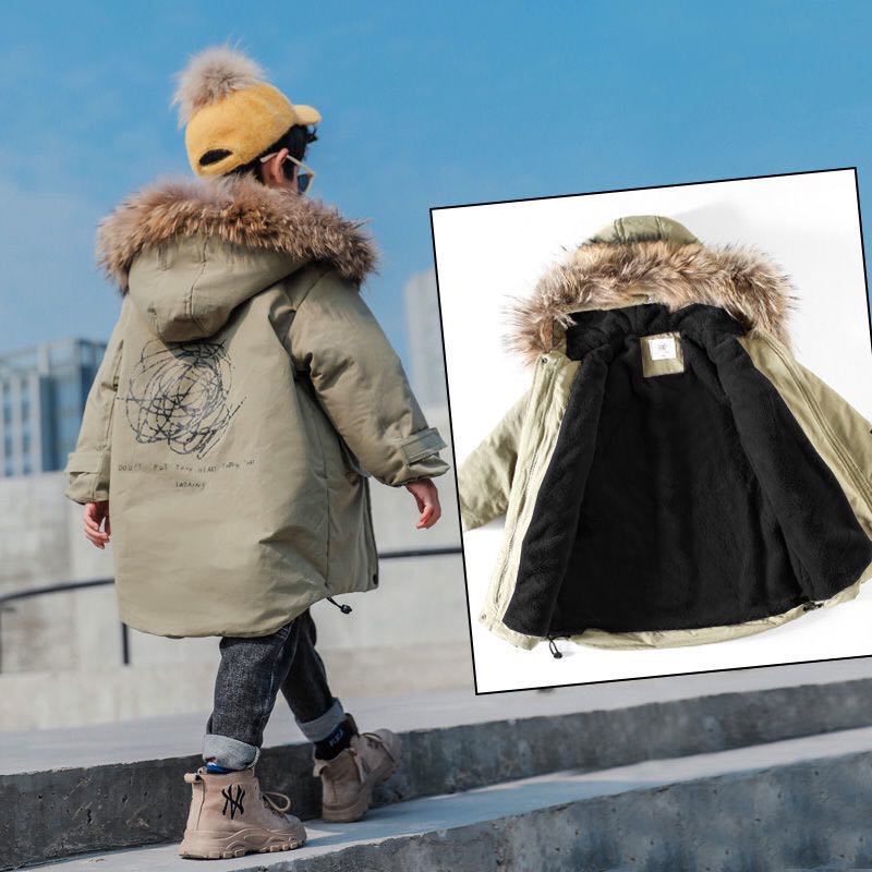 【送料無料】キッズ 子供服 中綿ジャケット 中綿コート 男の子 ミリタリーコート ミリタリージャケット アウター ジャケット フード付きコート 防寒服 暖かい 裏起毛 厚手 ゆったり ジュニア 110 120 130 140 150 160 170 ブラック モスグリーン KCEA104