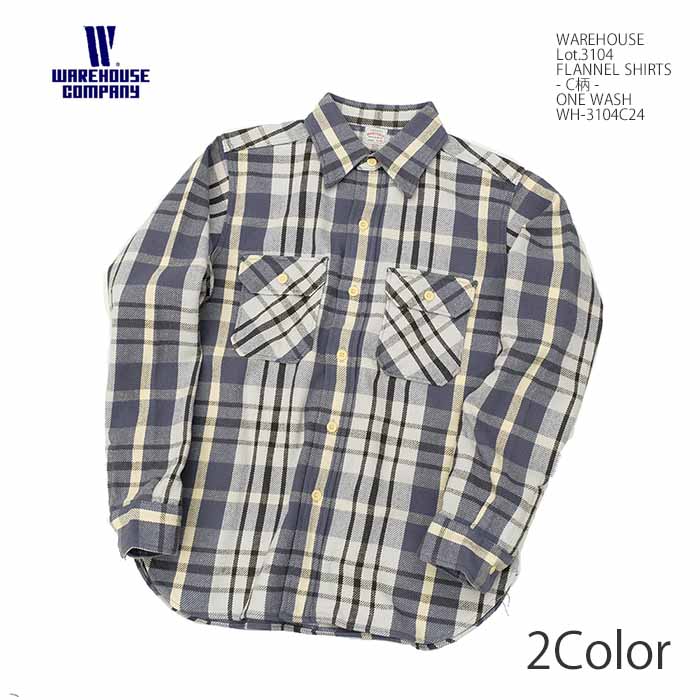 WAREHOUSE ウエアハウス WH-3104C24 Lot.3104 ネルシャツ フランネル ワンウォッシュ - C柄 - ネルシャツ チェック メンズ | ヒノヤ HINOYA｜ヒノヤ