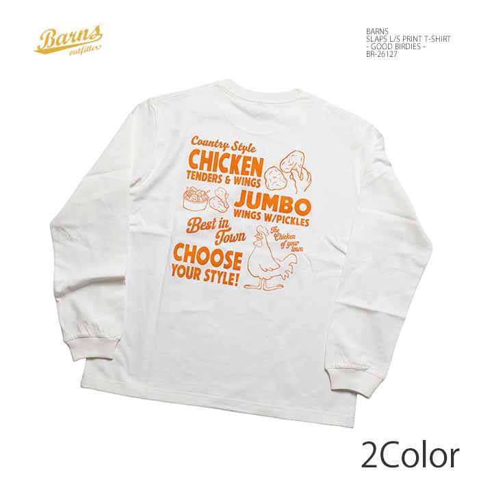 バーンズ BARNS BR-26127 スラップス ロングスリーブ プリント Tシャツ - GOOD BIRDIES - メンズ ロンT | ヒノヤ HINOYA