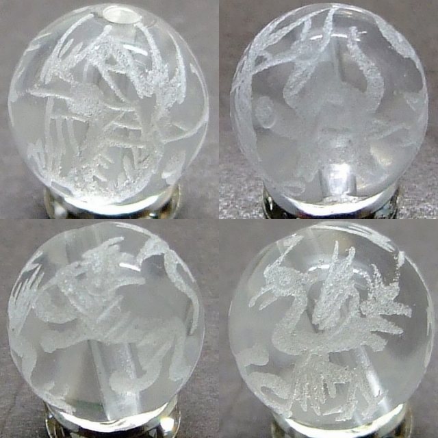 楽天市場】g3-2331K 14mm 手彫 四面風水四神 四面四神 水晶 1粒売り