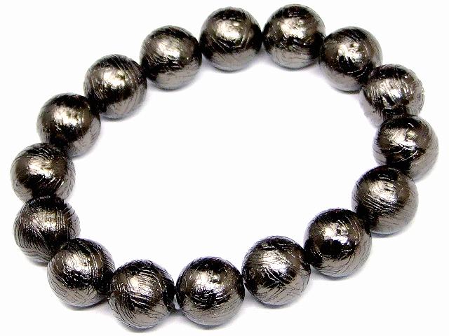 23625E　　鑑別書付き 12mm ギベオン 黒 ブラック 5A 鉄隕石 ブレスレット 内径選択可能 送料無料 鑑別済・本物保証 ナミビア産 天然石 パワーストーン
