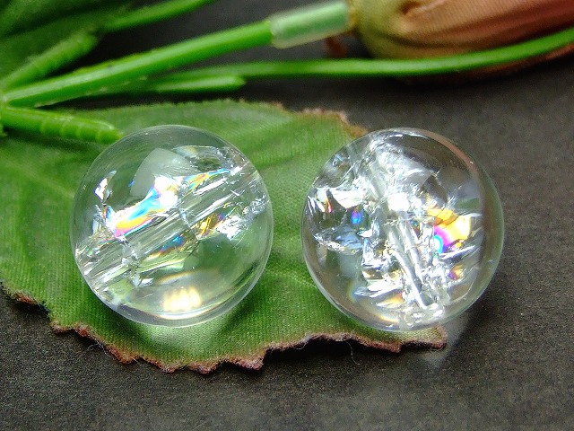 ネパール　ヒマラヤ産　アイリスクオーツ ヒマラヤ水晶 アイリスクォーツ 10mm 1連（約38cm）_RG79-10