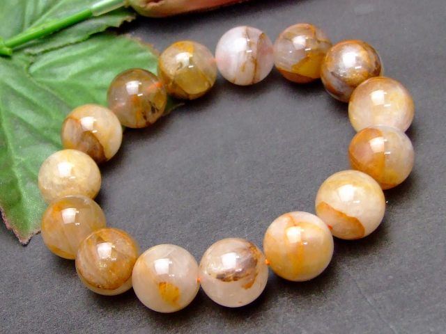 ルチルクオーツ　ライモナイト　パワーストーンブレスレット　内径約16cm ルチルクオーツ パワーストーンブレスレット 内径約16cm - メルカリ