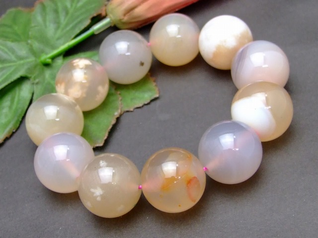 091536    希少✨結晶入り　ブラック桜瑪瑙きのこブレスレット15センチ 091536 希少✨結晶入りブラック桜瑪瑙きのこブレスレット15センチ